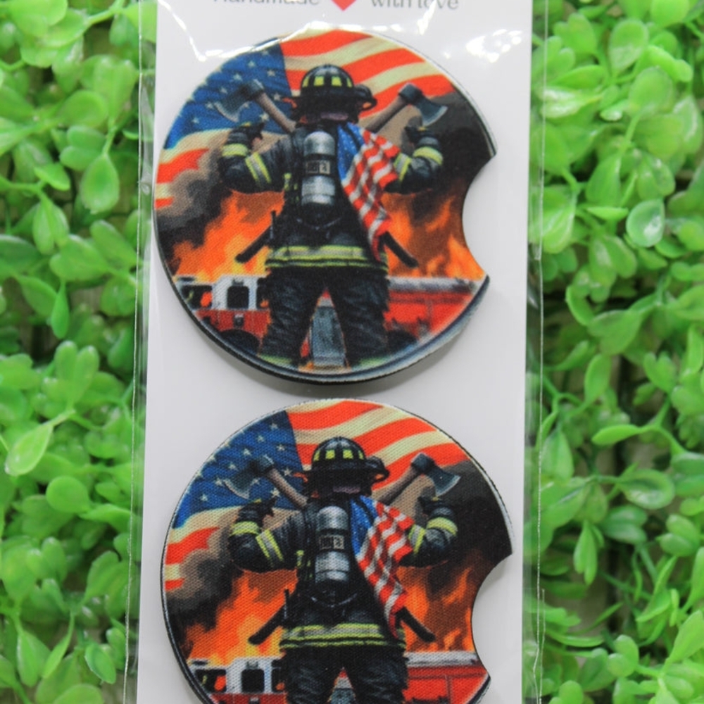 Firefighter Themed Car Coasters